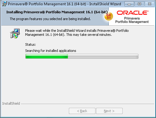 Oracle Portfolio Management install searching for installed applications