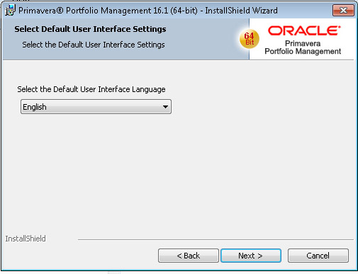 Oracle Portfolio Management Install User Interface Language Selection
