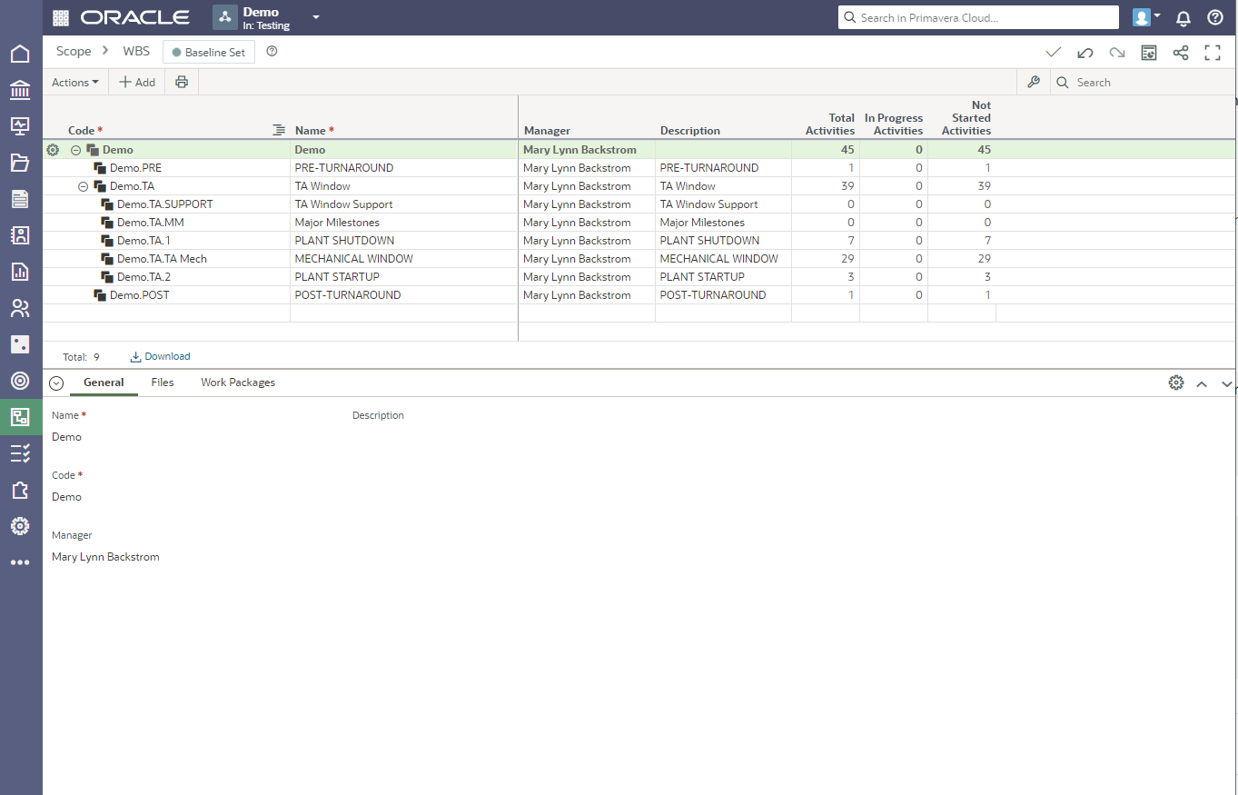 Oracle Primavera Cloud 16 - WBS - Scope App