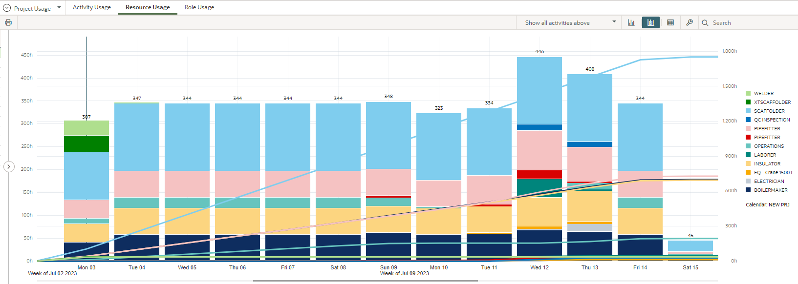 Oracle Primavera Cloud 2 - Resource Usage Schedule App.