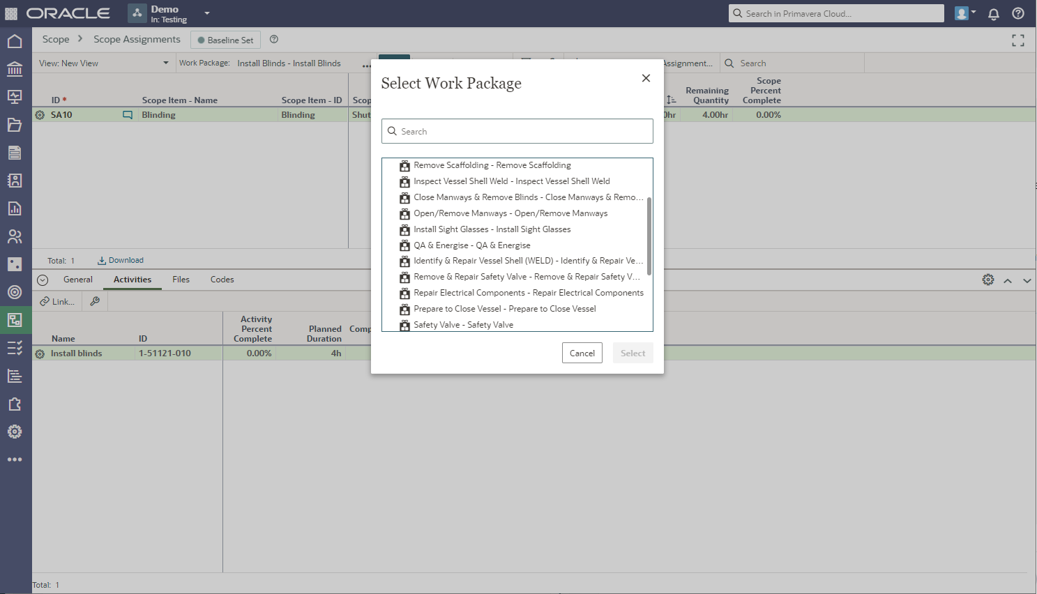 Oracle Primavera Cloud 15 - Scope Assignments