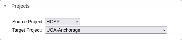 PCM-Unifier Migrator 1 Select Source and Target Projects