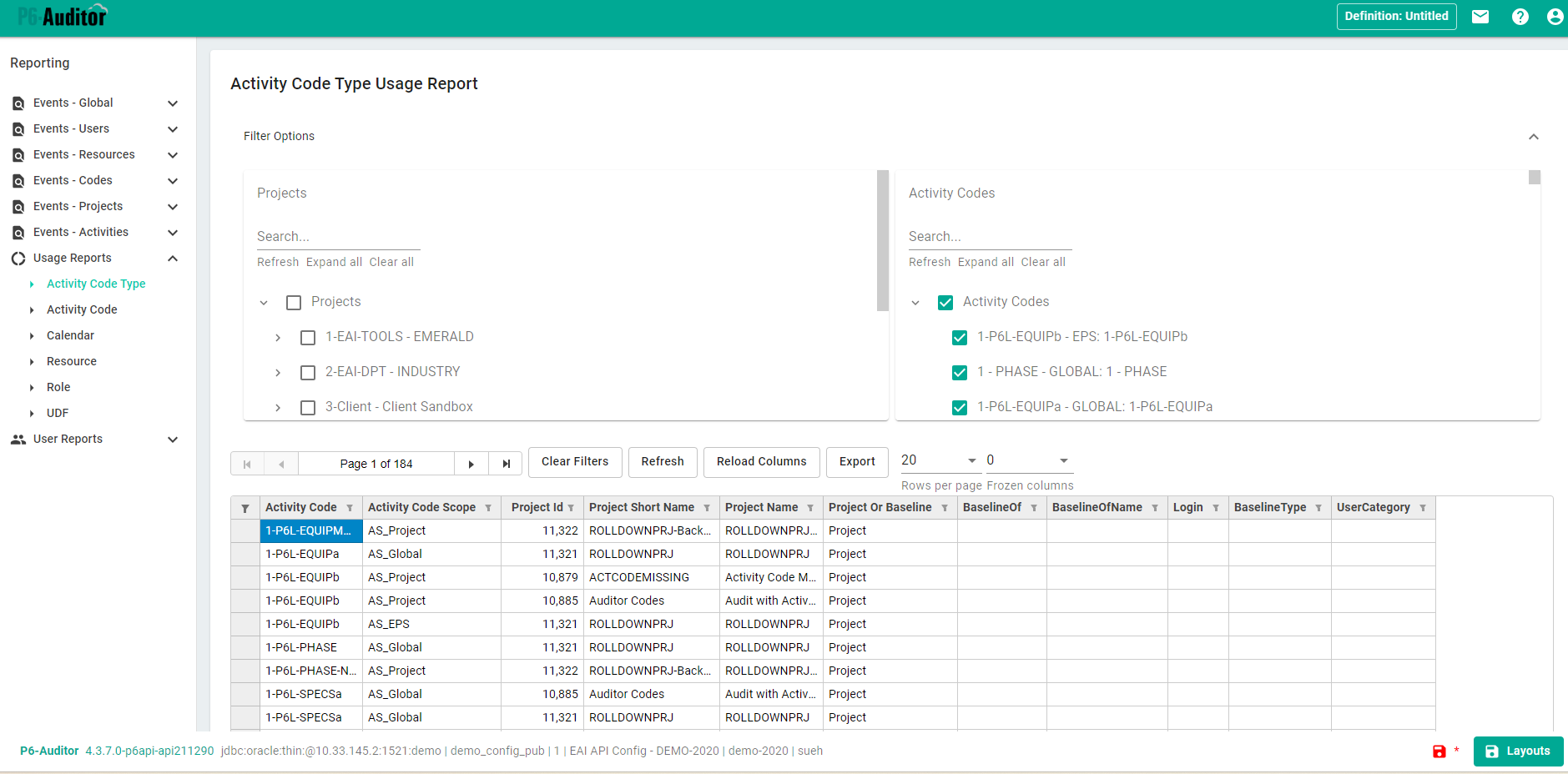 P6-Auditor 3 Usage Reports