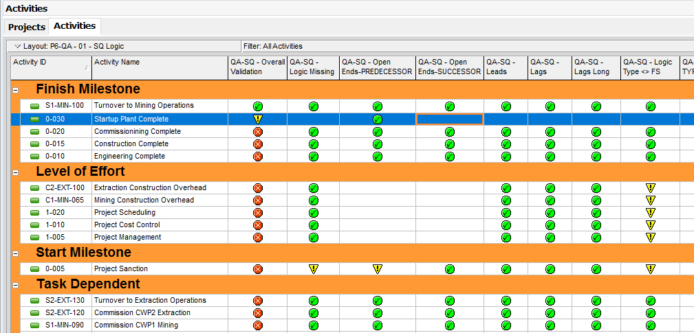 P6-QA 5 Activity Level View