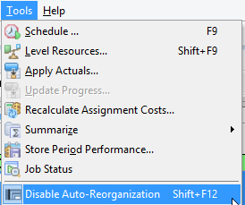 Disable auto reorganization