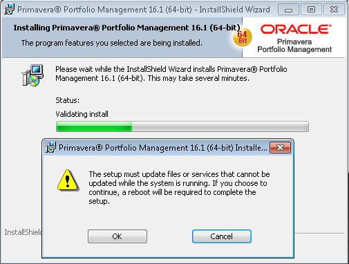 Oracle Portfolio Management Install Reboot Request