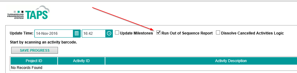 Out of sequence activities