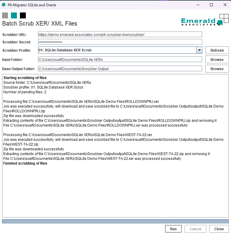 P6-Migrator SQLite and Oracle - Scrubber Module