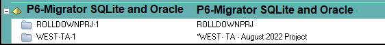 P6-Migrator SQLite and Oracle - Imported Projects in the P6 Database