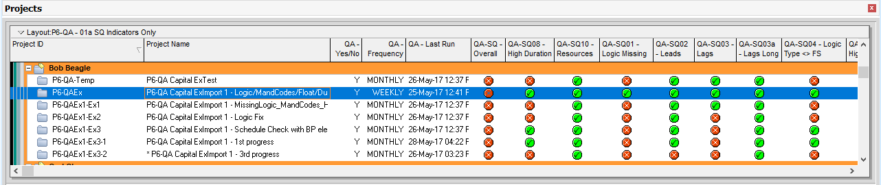 P6 QA and the Project Scheduler schedule 1