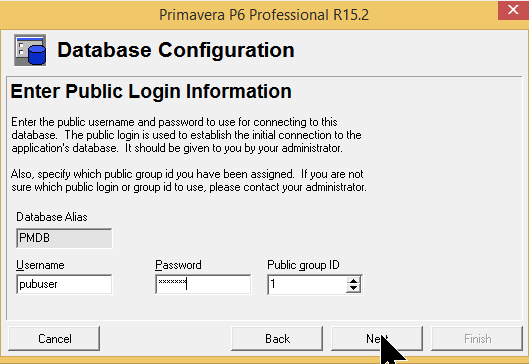 Installing P6 15.2 database configuration