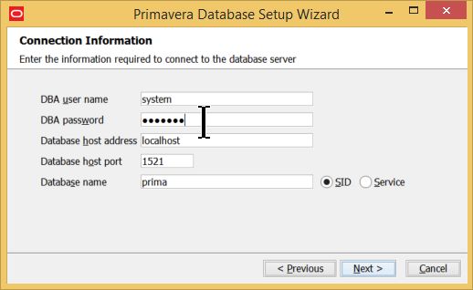 P6 15.2 database install