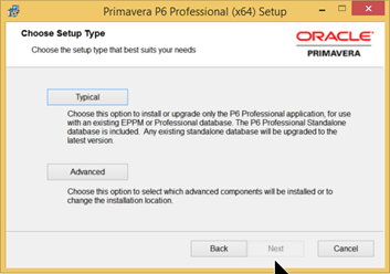 Primavera P6 Install Setup Type