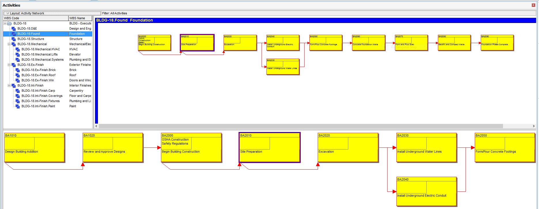 P6 Activity Network View