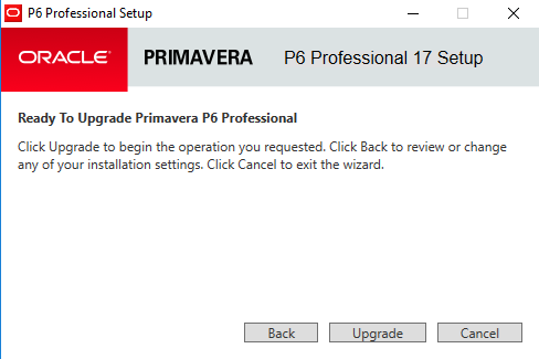 Upgrading Primavera P6 17.7